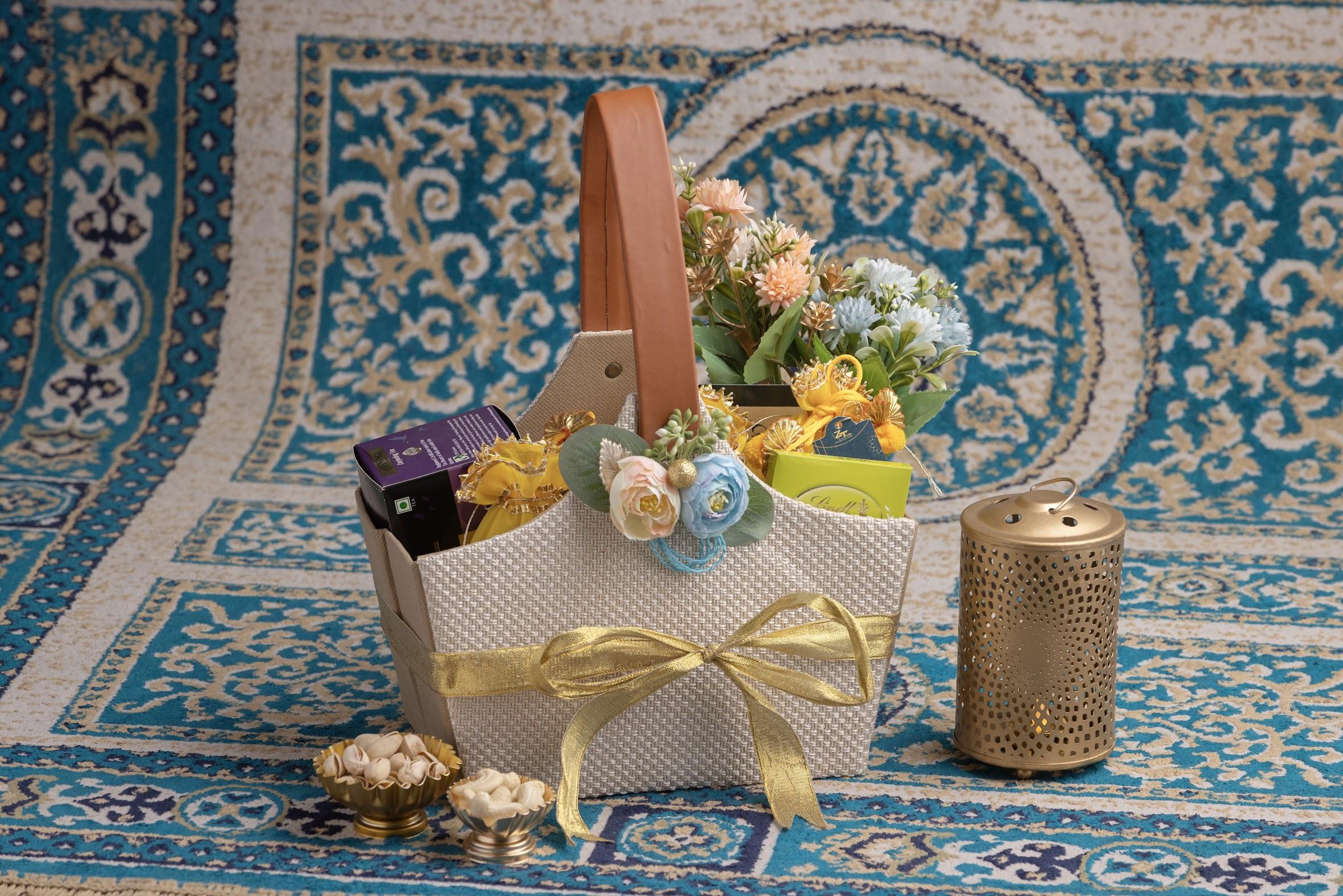 Gift hamper with flowers and decorations